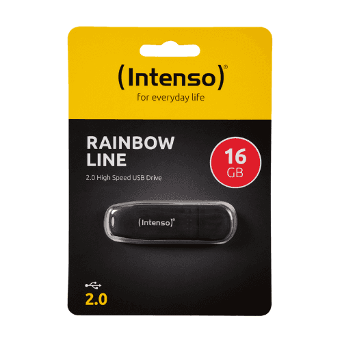 INTENSO USB Flash drive 16GB Hi-Speed USB 2.0, Rainbow Line Crni