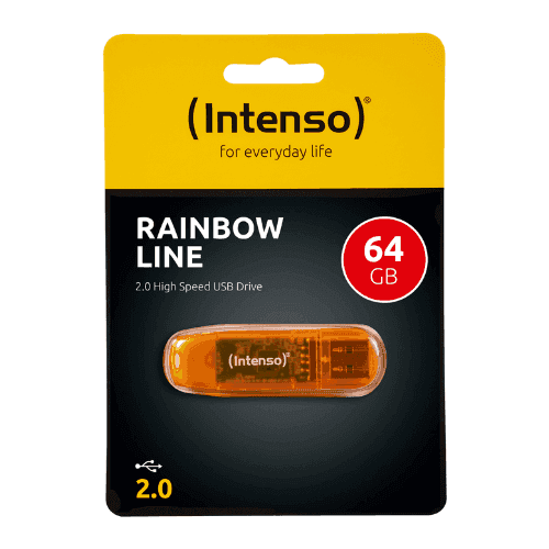 INTENSO USB Flash drive 64GB Hi-Speed USB 2.0, Rainbow Line Orange