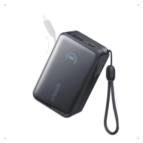 ANKER Nano Power Bank 10000mAh 45W Sa ugrađenim USB-C kablom na izvlačenje Crni