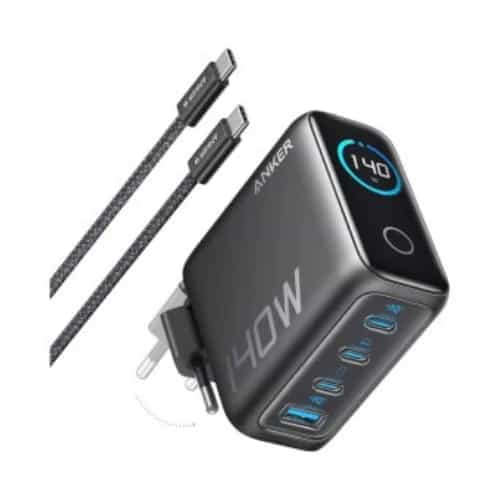 ANKER 140W GaN 4-porta (3x USB-C, 1x USB-A) Zidni punjač sa USB-C M/M pletenim kablom