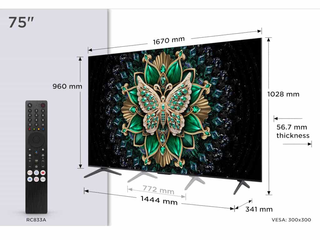 Televizor TCL 75C6K/QLED-Mini LED/75"/4K UHD/144Hz/Google TV/crna