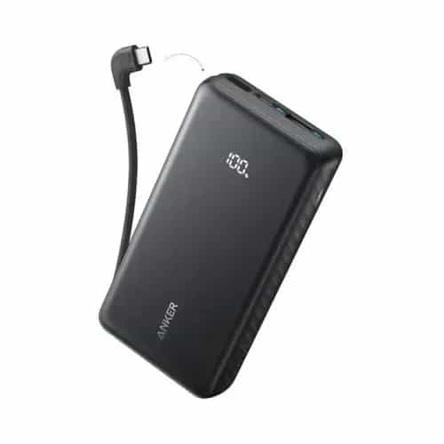 ANKER Zolo Power Bank 20000mAh 22.5W Sa ugrađenim USB-C kablom Crni