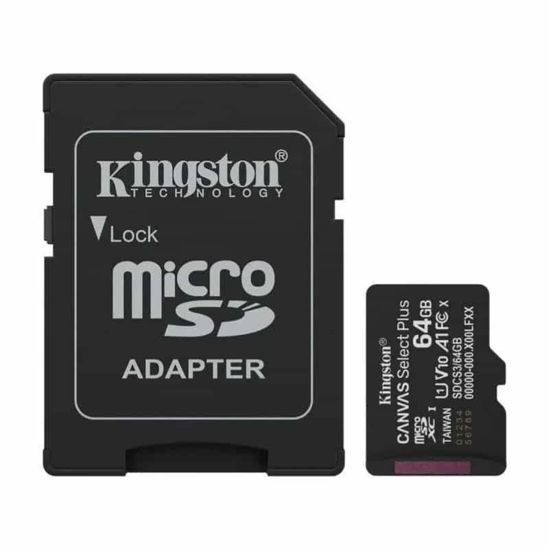 KINGSTON MICRO SD 64GB SDCS3/64GB CANVAS SELEKT PLUS CLASS10 100MB/S + ADAPTER 64GB